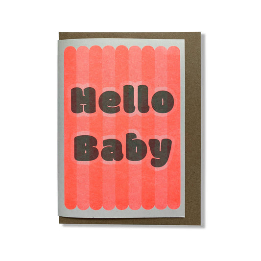 Hello Baby Riso Print Greetings Card 