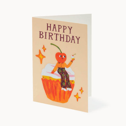 Cherry Cupcake Happy Birthday Card