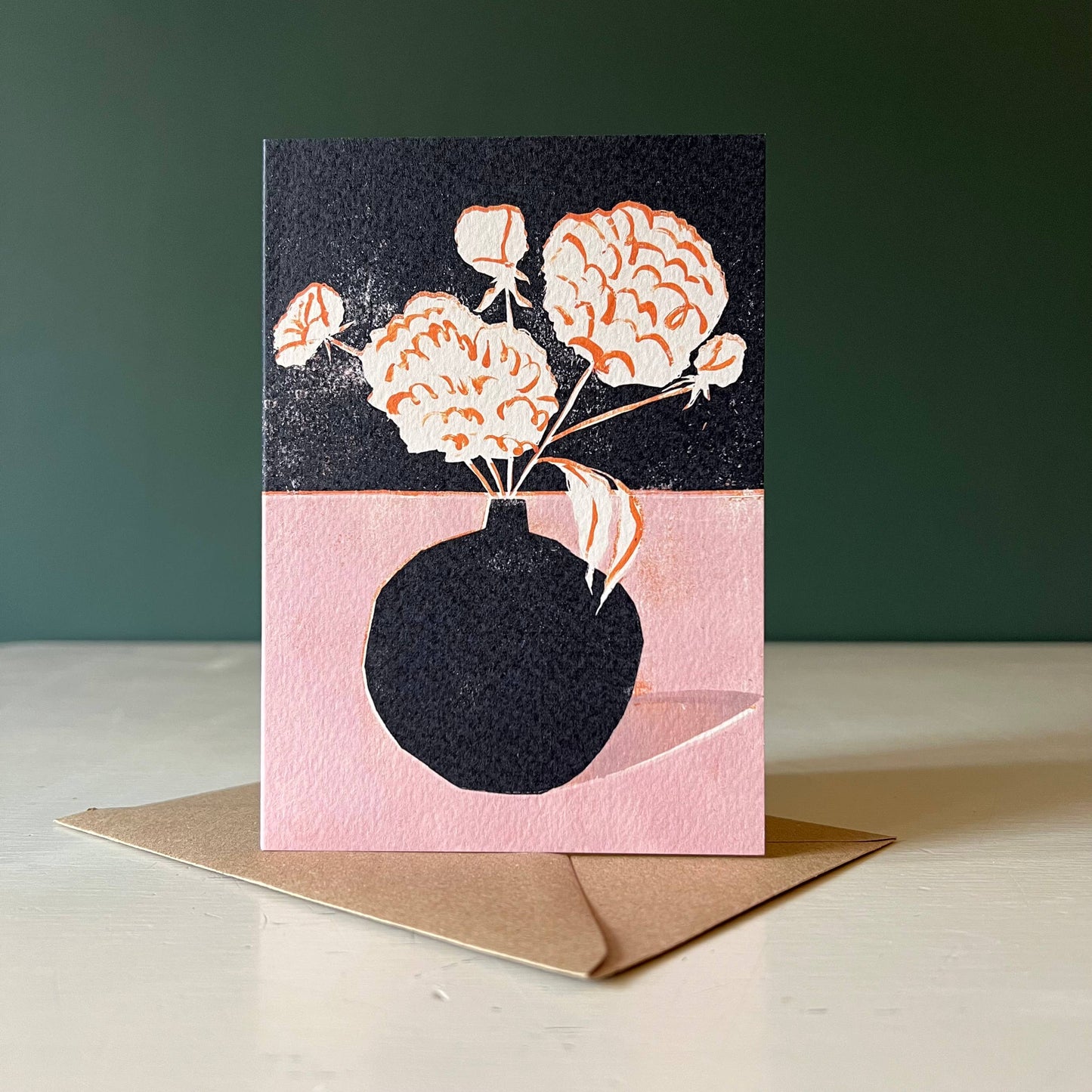 White Peonies Greetings Card