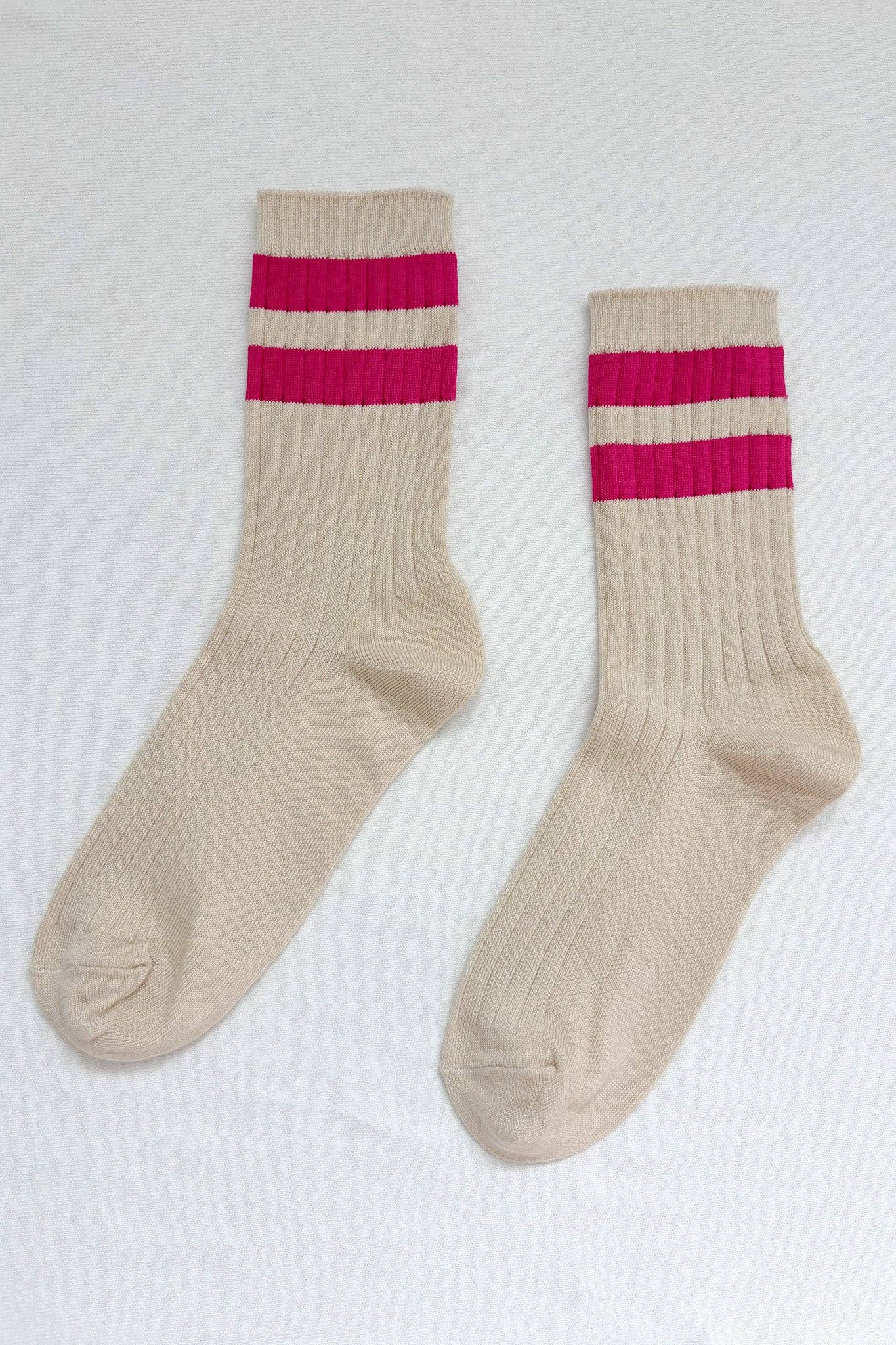 Her Socks Varsity in Magenta