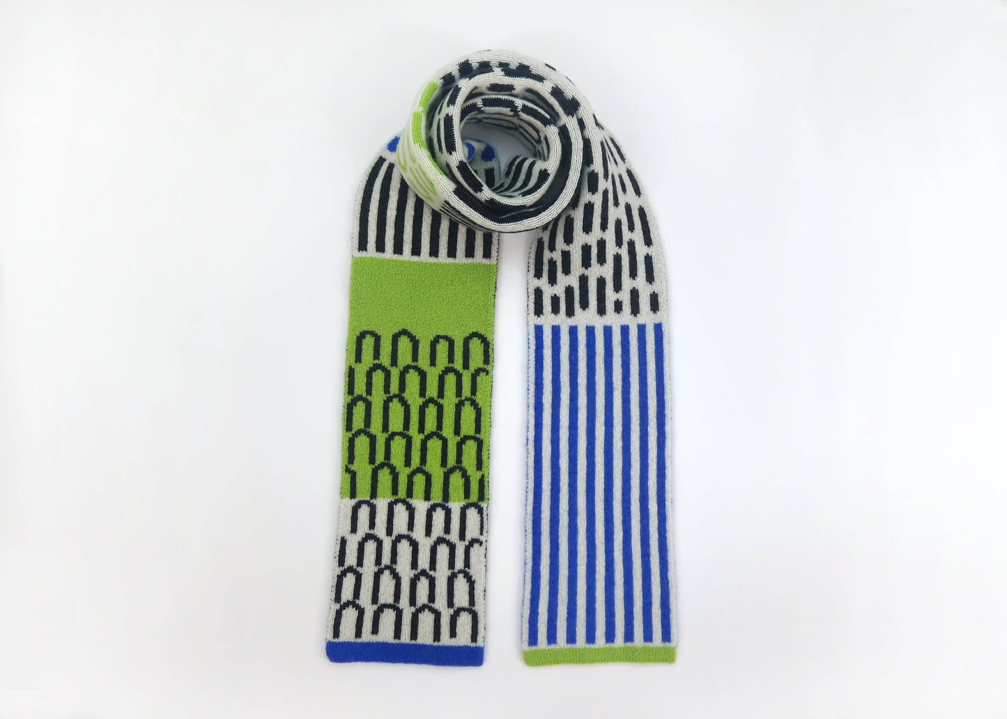 Lambswool Narrow Scarf in Blue and Green