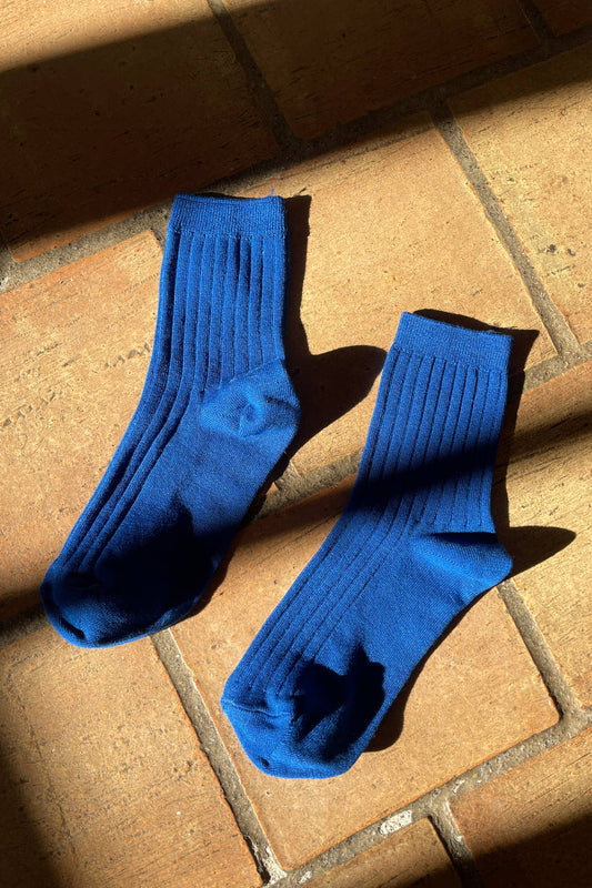 Her Socks in Cobalt
