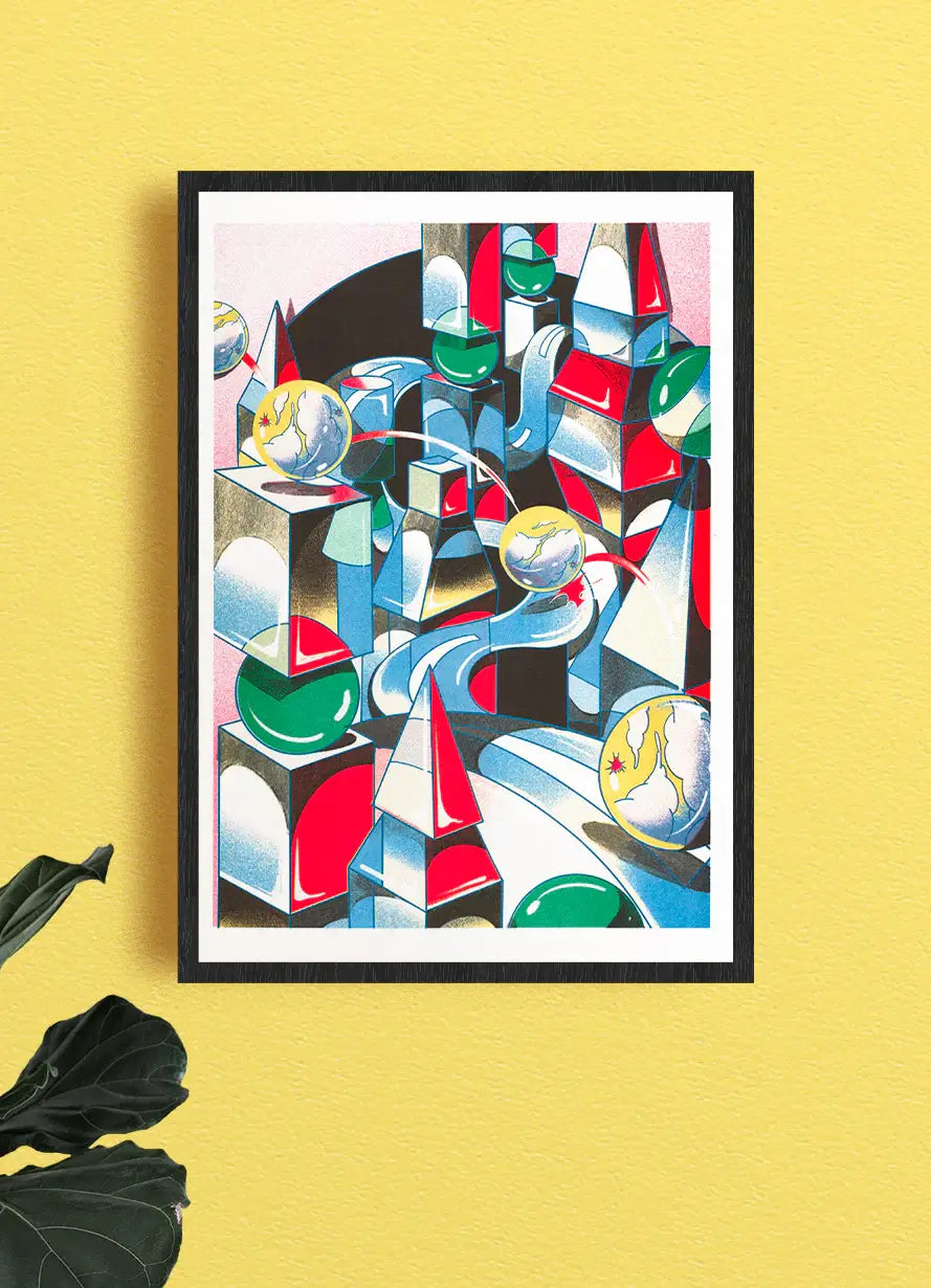 Cubism Town Night A3 Print by Beya Panicha