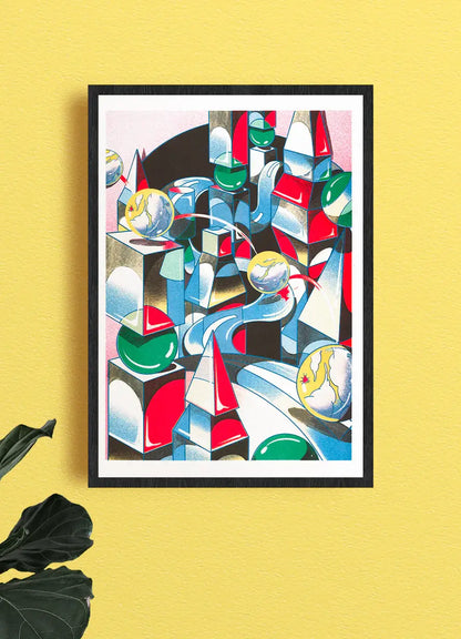 Cubism Town Night A3 Print by Beya Panicha