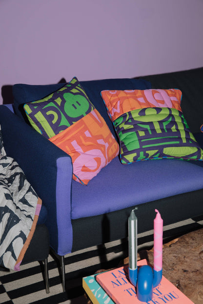 Quilted Cushion in Chameleon Jungle