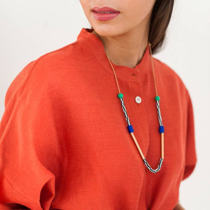 Memphis Necklace In Cobalt & Mint