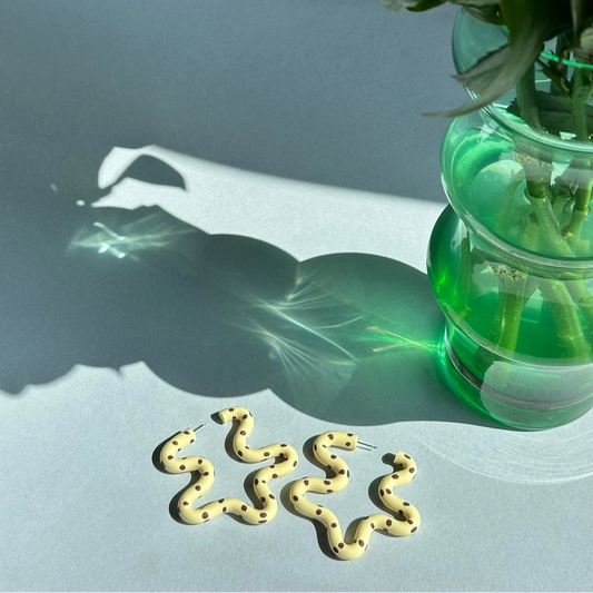Polka Dot Wiggle Earrings in Yellow