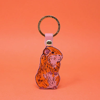 Guinea Pig Leather Keyring