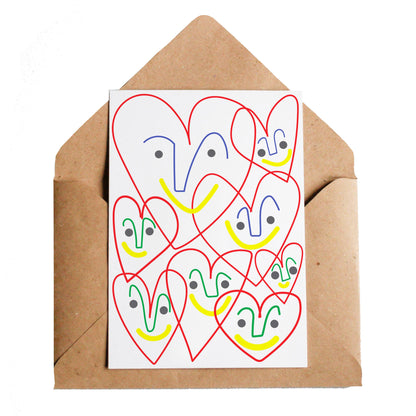 Happy Hearts Blank Greetings Card