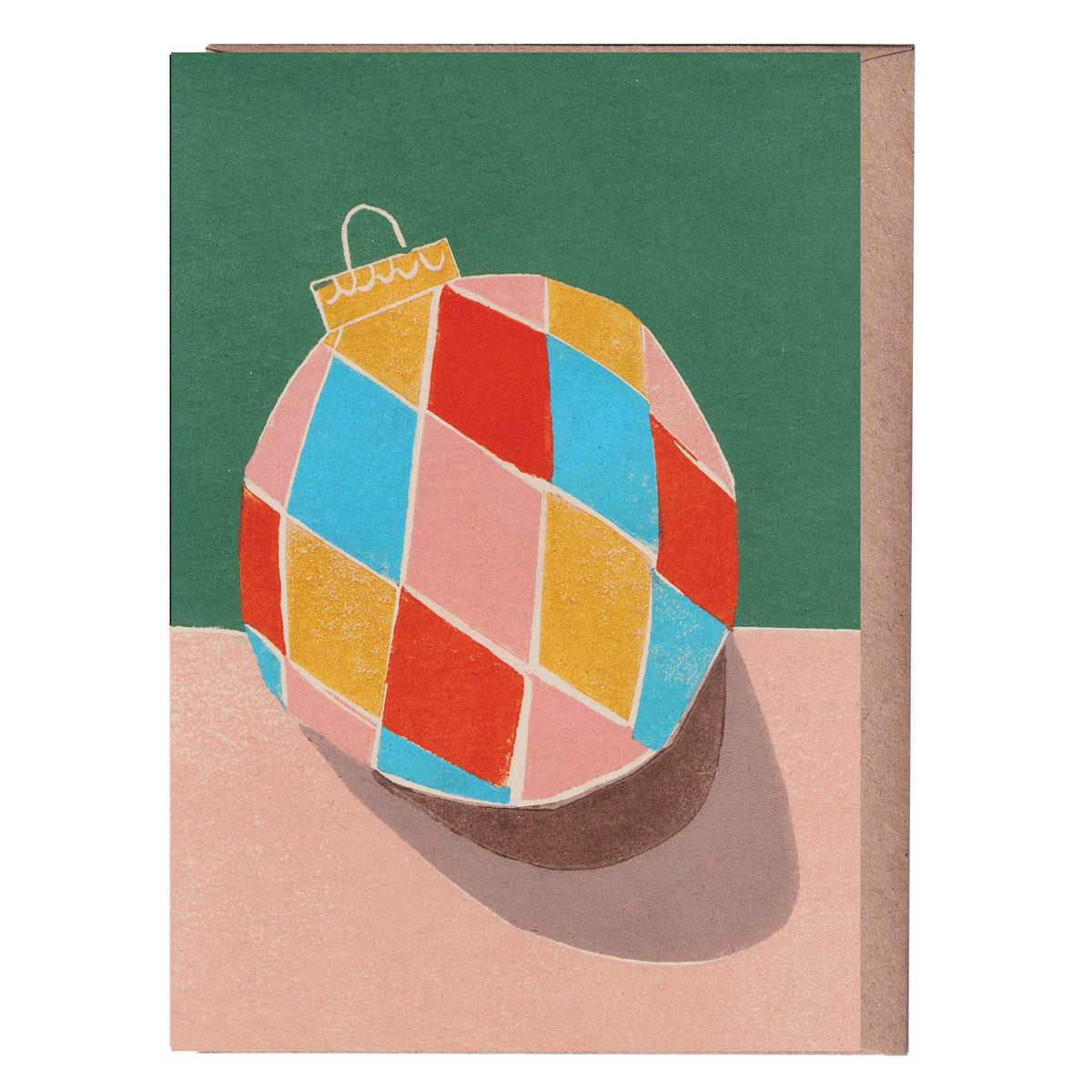 Harlequin Bauble Christmas Card