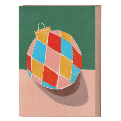 Harlequin Bauble Christmas Card