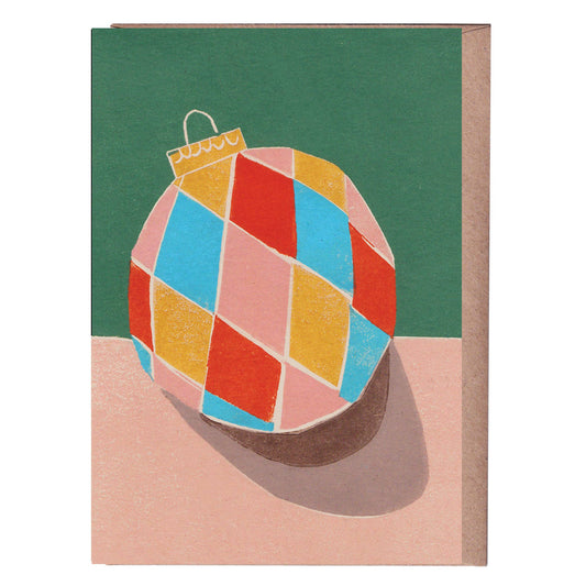 Harlequin Bauble Christmas Card