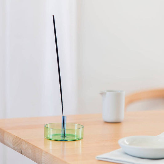 Duo Tone Glass Incense Holder in Green & Blue