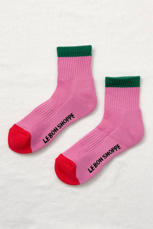 Colour Block Girlfriend Socks in Rose & Green