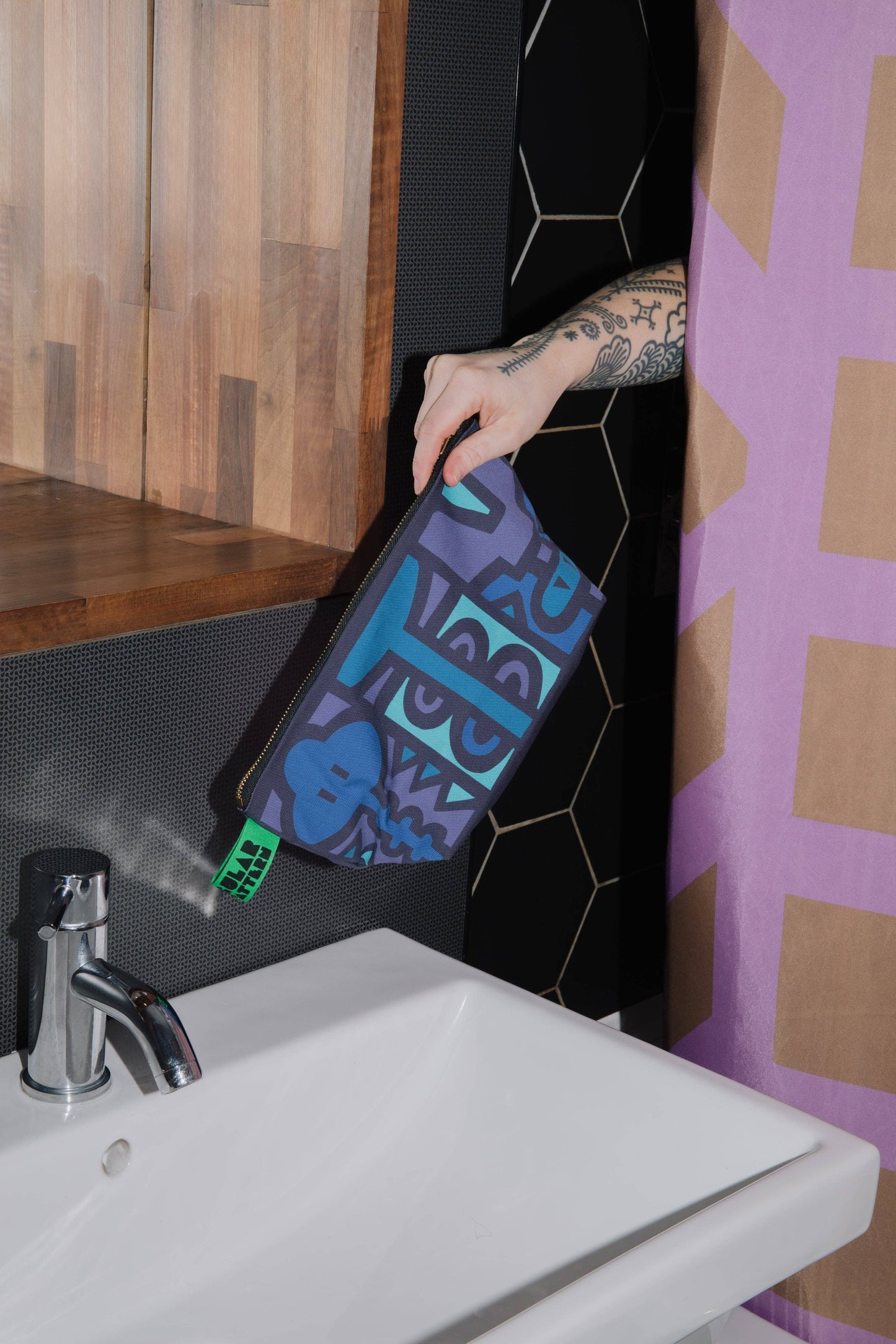 Organic Cotton Washbag in Celeste