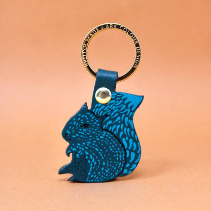 Squirrel Leather Keyring in Dark Turquoise