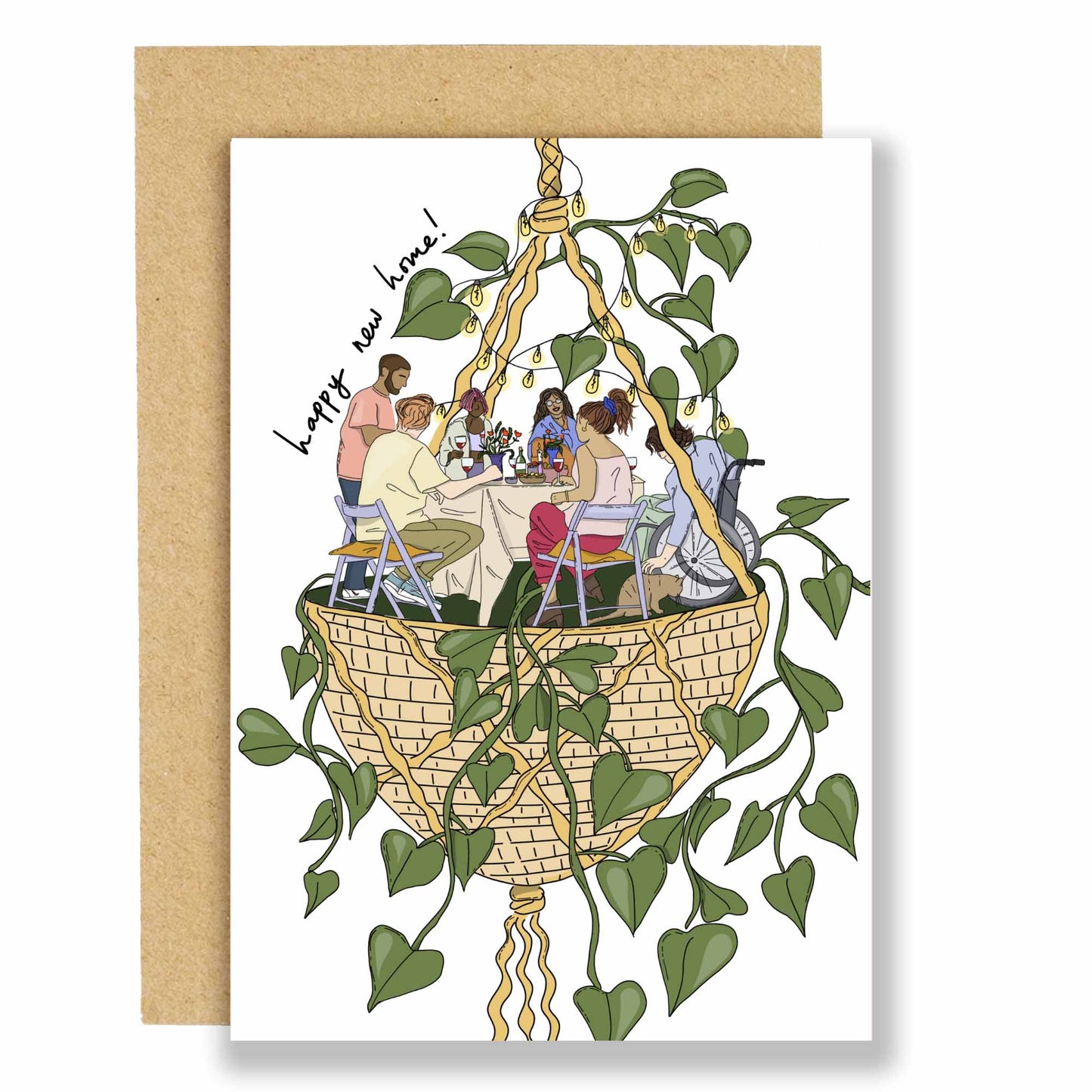 Hanging Plant Gathering New Home Card
