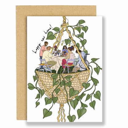 Hanging Plant Gathering New Home Card