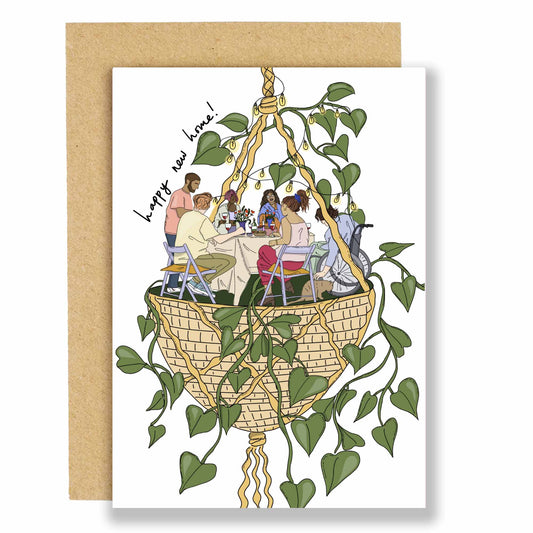 Hanging Plant Gathering New Home Card