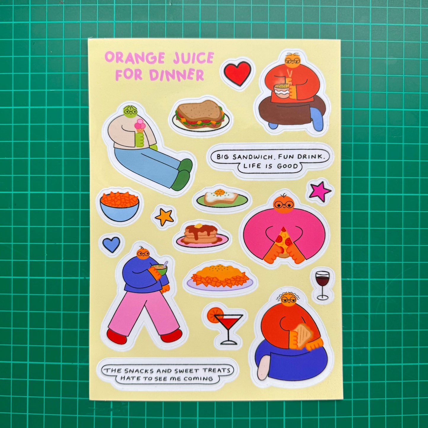 Snacks A5 Sticker Sheet