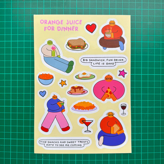 Snacks A5 Sticker Sheet
