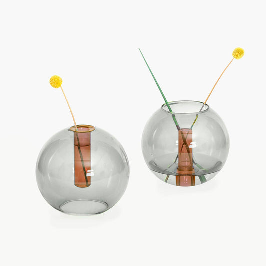Duo Tone Medium Bubble Vase in Smoke & Amber