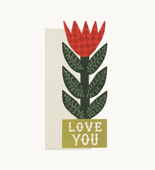 'Love You' Tall Checkerboard Lily Card