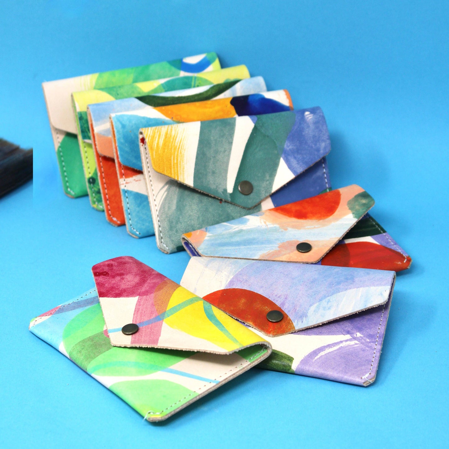 Hand Painted Leather Popper Purse