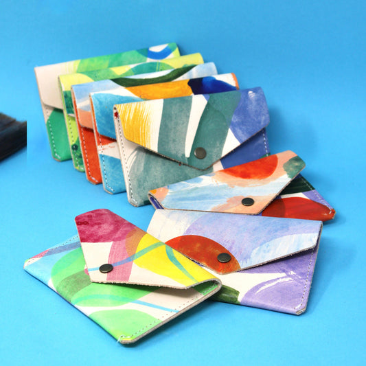 Hand Painted Leather Popper Purse