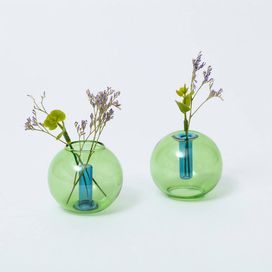 Duo Tone Mini Bubble Vase in Green & Blue