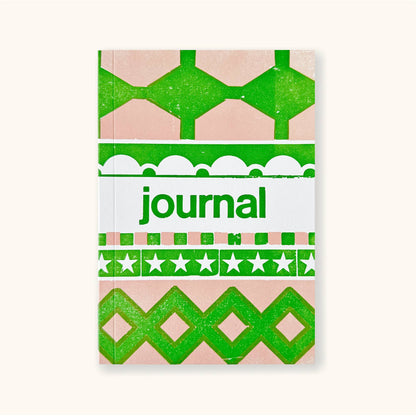 Letterpress Journal in Carnival Green & Pink