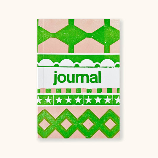 Letterpress Journal in Carnival Green & Pink