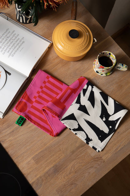 Organic Cotton Tea Towel in Hot Pink