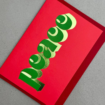 Peace Retro Typography Christmas Card