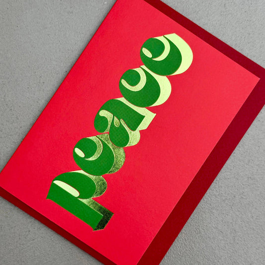 Peace Retro Typography Christmas Card