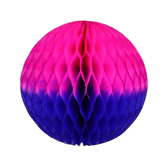 Two-Tone Paper Honeycomb Ball in Fuchsia & Cobalt