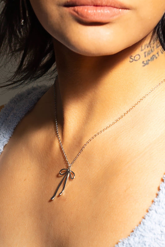 Bad to the Bow Necklace in Silver
