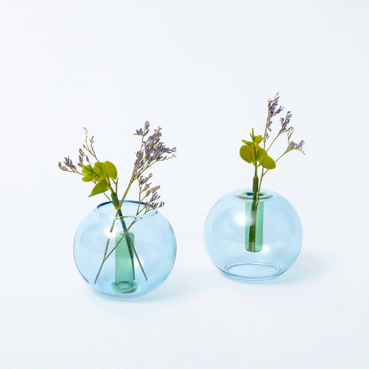 Duo Tone Mini Bubble Vase in Sky & Fern