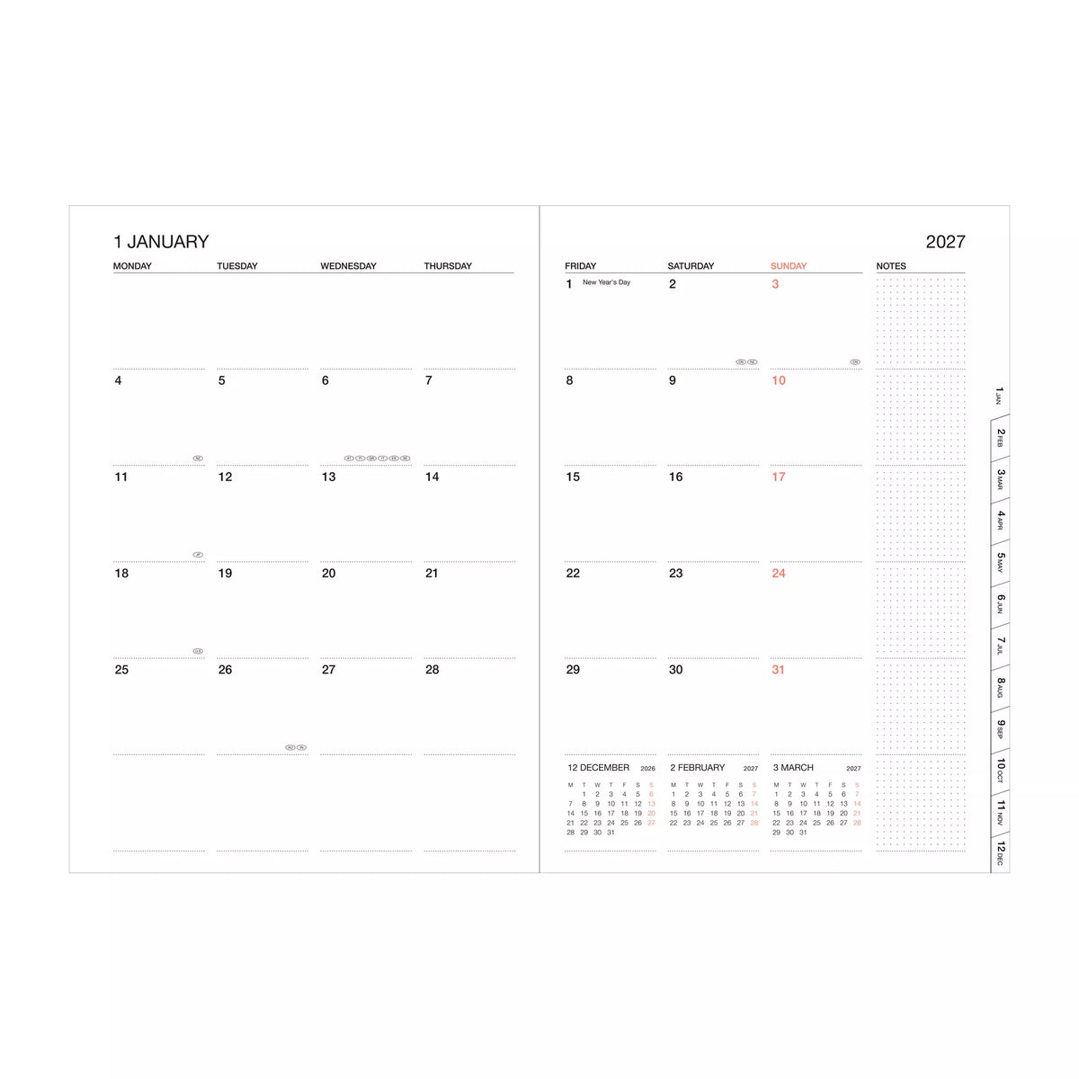2026-2027 A5 Diary in Gradient Black