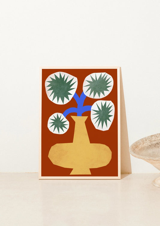 Flowers in Yellow Vase A3 Art Print