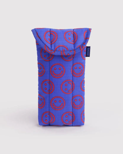 Baggu Puffy Glasses Sleeve in Mini Cobalt Happy