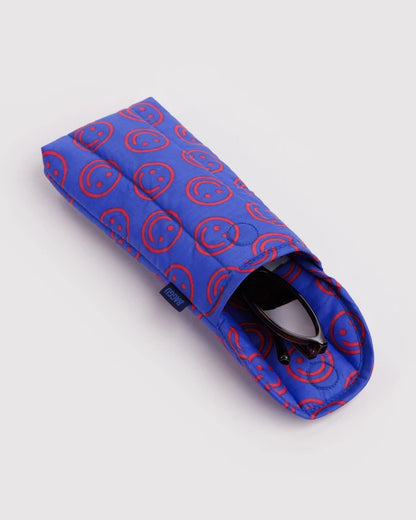 Baggu Puffy Glasses Sleeve in Mini Cobalt Happy