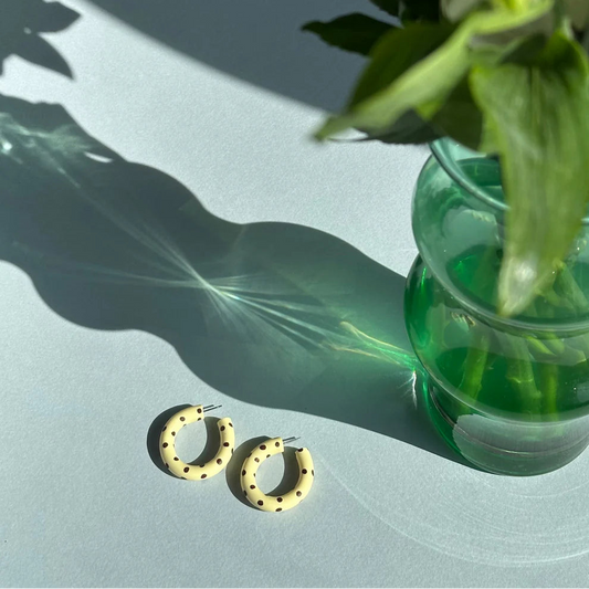 Polka Dot Hoop Earrings in Yellow