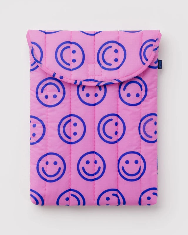 Baggu Puffy 16" Laptop Sleeve in Pop Pink Happy