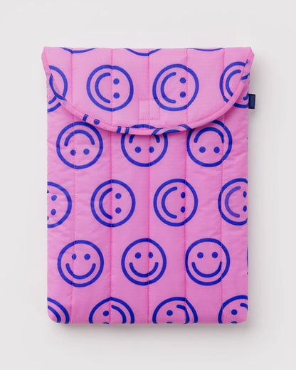 Baggu Puffy 16" Laptop Sleeve in Pop Pink Happy
