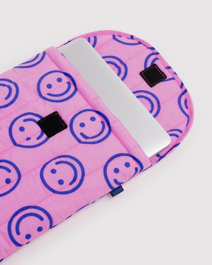 Baggu Puffy 16" Laptop Sleeve in Pop Pink Happy