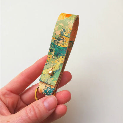 Marbled Leather Loop Keyring