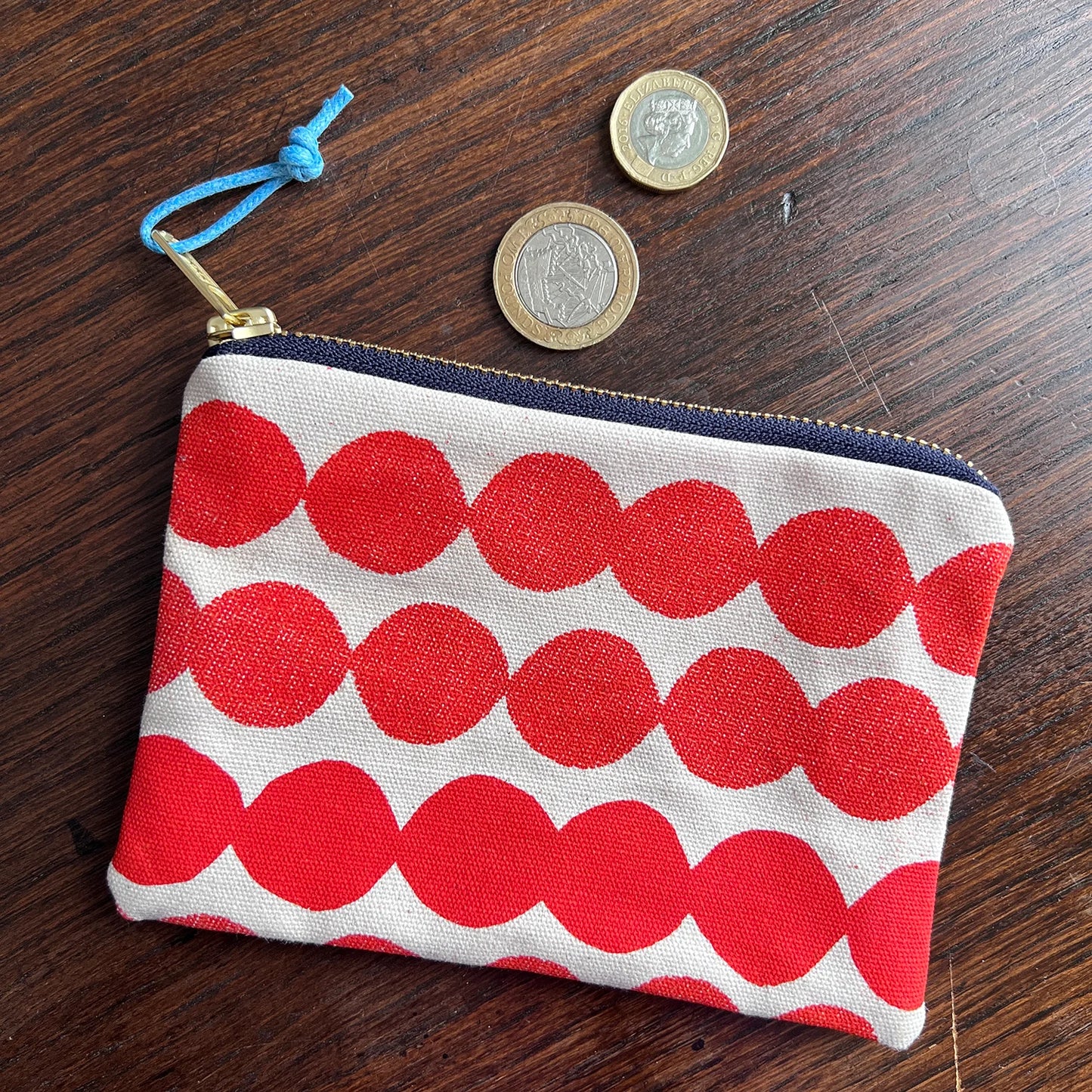 Bubble Dots Screenprinted Coin Purse in Red
