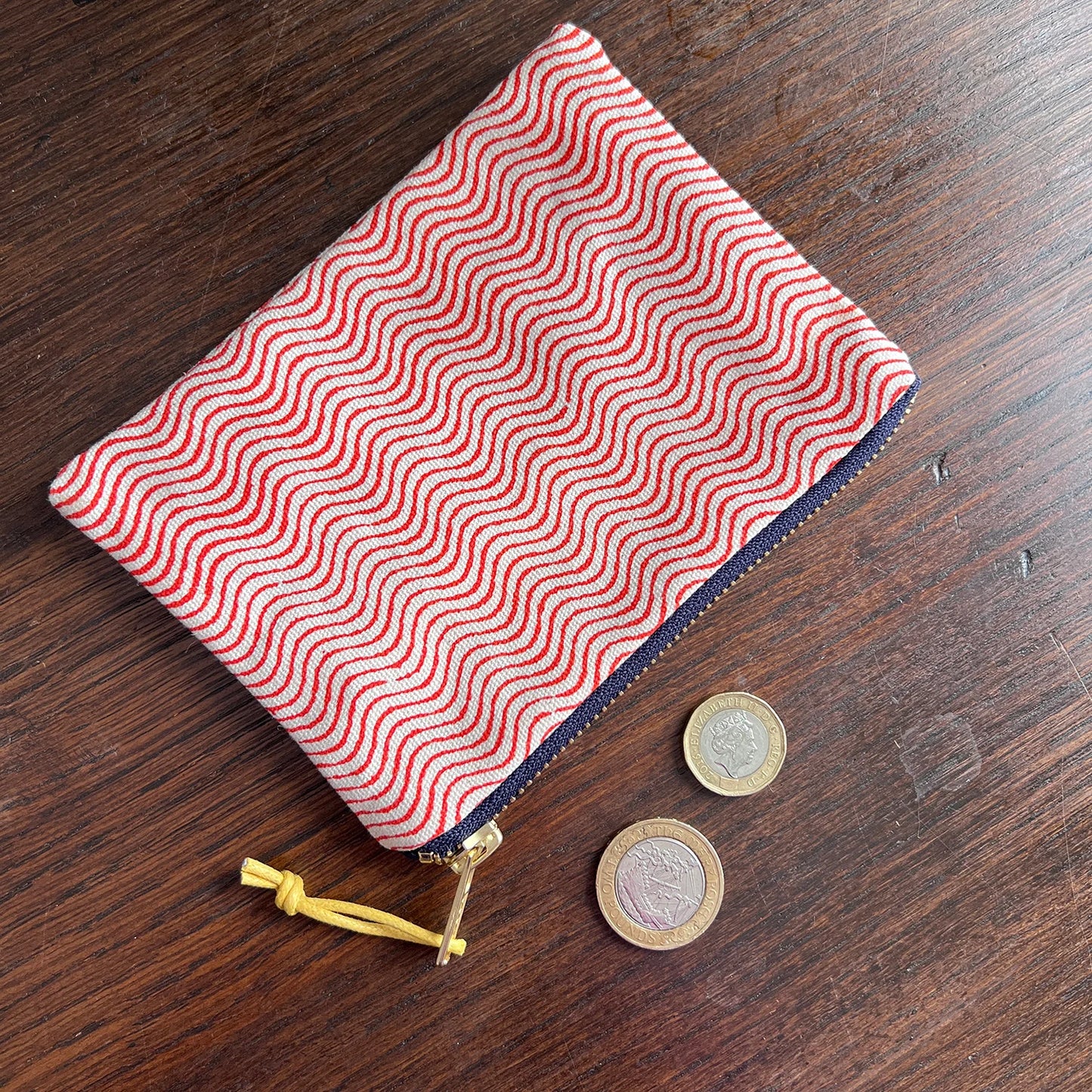 Wavy Screenprinted Coin Purse in Orange