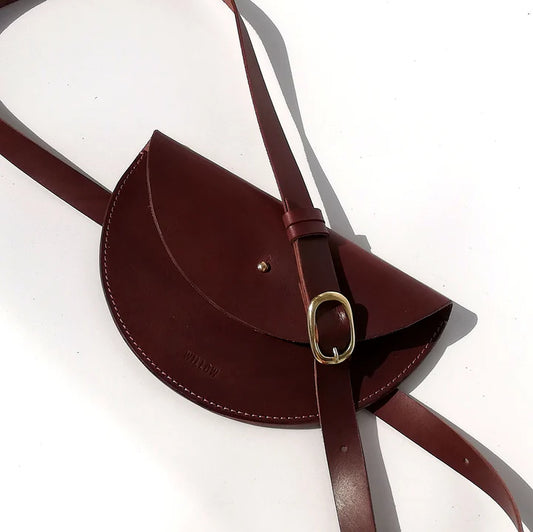 Large Slim Halfmoon Bag in Chocolate Leather